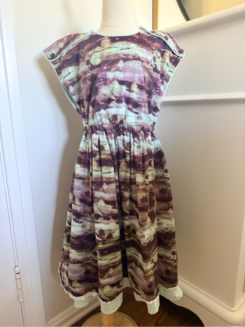 Bijou Sauvage Clothier Abstract Landscape Dress 10 Made USA